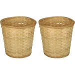 Pakket van 6x stuks ronde rieten/bamboe manden/mandjes 26 x 24 cm - Keuken artikelen opberg manden - Huis decoratie/accessoires