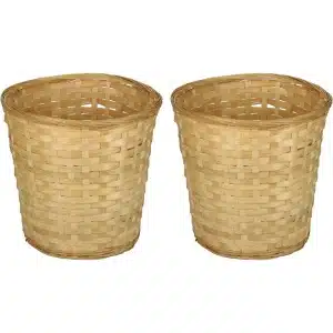 Pakket van 6x stuks ronde rieten/bamboe manden/mandjes 26 x 24 cm - Keuken artikelen opberg manden - Huis decoratie/accessoires