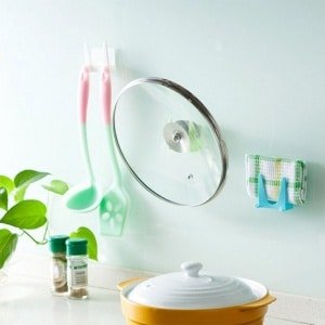 Pannendekselhouder - Deksel houder - Snijplank Houder - keukenbestek drogen - Potdeksel Organizer - Rek - Keuken Plastic Accessoires - Zuignap Tool - Telefoon Houder - 2 Stuks