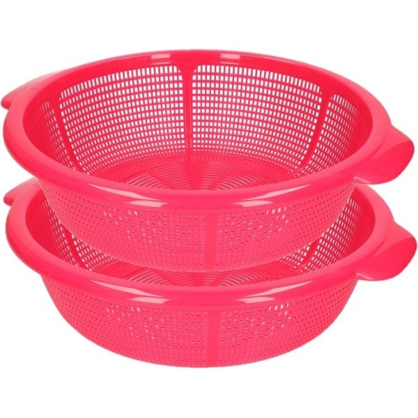 PlasticForte set van 2x stuks kunststof keuken vergieten van 31 x 9.5 cm in de kleur fuchsia roze - keuken accessoires