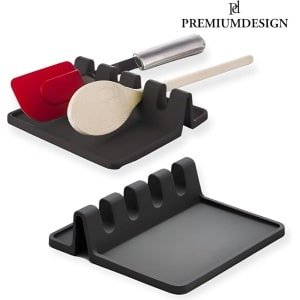 Premiumdesign Spatelhouder - Lepelhouder Aanrecht - Keukengerei Houder - Keuken Accessoires - Keuken Organizer - Aanrecht Organizer - BPA-vrij - Zwart