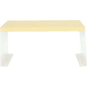 QUVIO Aanrecht organizer - Keukenrekje - Aanrechtrek - Keuken accessoires - Opbergrekje - Kruidenrekje - Houtlook plank - Metaal en kunststof - Wit - Licht bruin - 14 x 30,5 x 14,5 cm