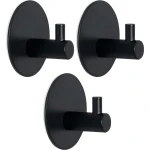 Roestvrijstalen zwarte handdoekhaken - 3 stuks - zelfklevende haken - muurhaken - handdoekhouders - badkamerkledinghaken - geen punch - keuken- of badkamerhaken (accessoires)