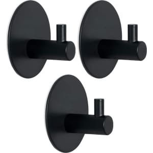 Roestvrijstalen zwarte handdoekhaken - 3 stuks - zelfklevende haken - muurhaken - handdoekhouders - badkamerkledinghaken - geen punch - keuken- of badkamerhaken (accessoires)