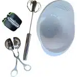 Sasemy® - Tools voor in de keuken - Set van 4 - #4 - Rijst Waskom, Gehaktballen Tang, Dunschiller en Automatische Garde - Gehaktballenmaker - Vergiet - Keuken Accessoires - Kitchen Tools - Rijstwasser - Sinterklaas cadeau - Kerst cadeau - Campinghulp