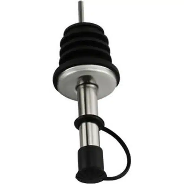 Schenktuit met Dop - Rubberen afsluiting - Schenkdop - Cocktails en Mixdrankjes - Keuken accessoires - RVS - Zwart - 1 stuk