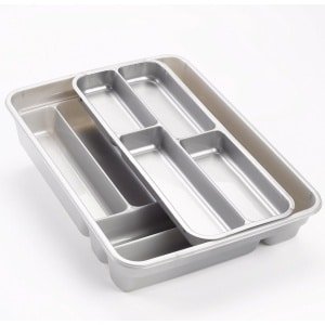 Set van 2x stuks bestekbakken/bestekhouders zilver - 2 lagen - 40 x 30 x 7 cm - Keuken opberg accessoires