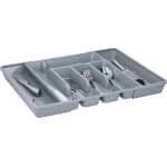 Set van 2x stuks uitschuifbare bestekbakken/bestekhouders grijs 44 cm - 5 tot 7 vakken - Keuken opberg accessoires