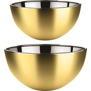 Svenska Living Salade/serveer schalen - goud - RVS - 29 en 23 cm - keuken accessoires
