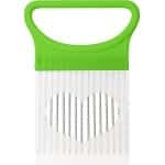 Ui Naald Vork Groente Fruit Slicer - Roestvrij Staal RVS - Tomaat Cutter Houder Keuken Accessoire - Groen