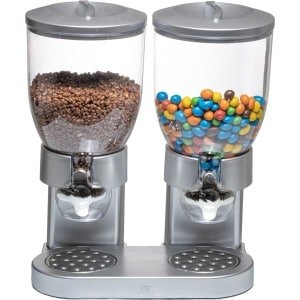 United Entertainment - Cornflakes Dispenser, Dubbele voorraadbus voor Ontbijtgranen, Keuken accessoire, 42x33x20, Zilver