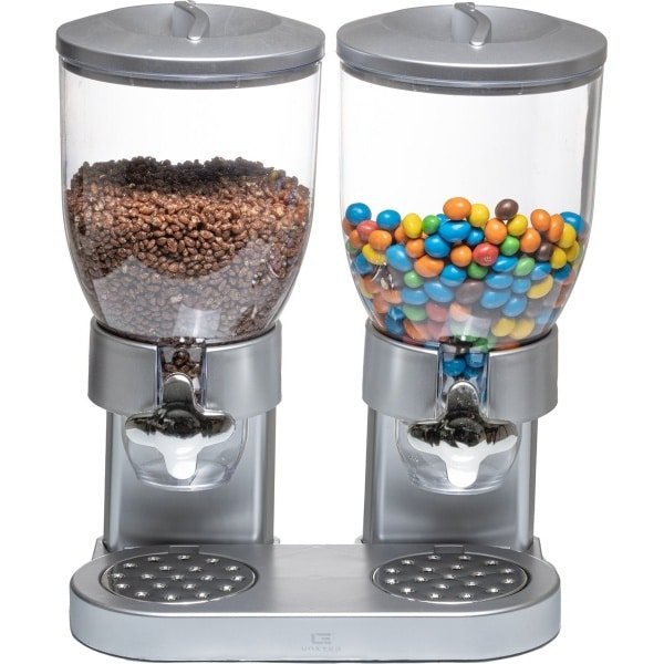 United Entertainment - Cornflakes Dispenser, Dubbele voorraadbus voor Ontbijtgranen, Keuken accessoire, 42x33x20, Zilver