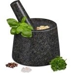 Vijzel met Stamper - Voor Kruidenmixen - Voor Specerijen - Keuken Accessoires - 13,5 x 13,5 x 10 cm - Graniet Grijs