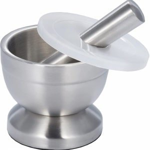 Vijzel met Stamper - Voor Kruidenmixen - Voor Specerijen - Keuken Accessoires - Zilver