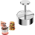 Vleespers - Burger Vleespers - Hamburger Pers - Hamburger Pers - Hamburgervormer - Keuken Voedsel Schimmel - Ronde Hamburger - Zelf Hamburgers Maken - Bbq Accessoires - Voor Heerlijke Hamburgers, Pasteitjes, Bbq, Hamburgerpers - Zilver - RVS