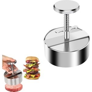Vleespers - Burger Vleespers - Hamburger Pers - Hamburger Pers - Hamburgervormer - Keuken Voedsel Schimmel - Ronde Hamburger - Zelf Hamburgers Maken - Bbq Accessoires - Voor Heerlijke Hamburgers, Pasteitjes, Bbq, Hamburgerpers - Zilver - RVS