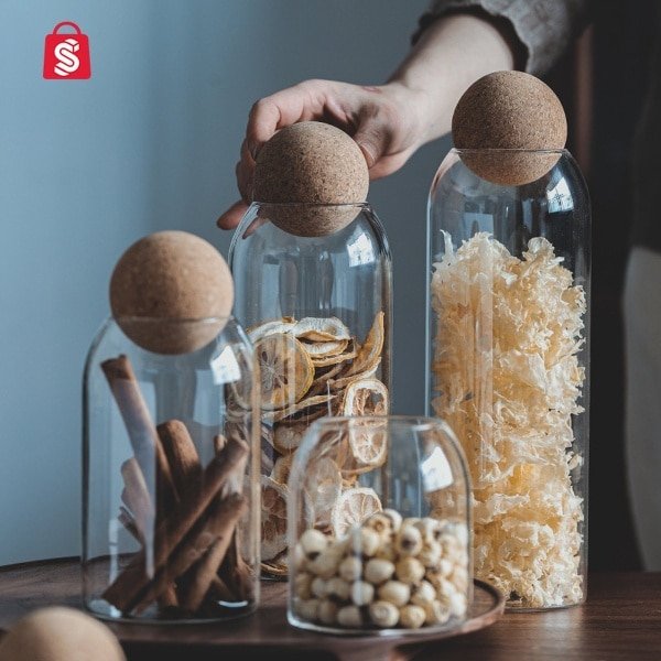 Voorraad potten glas met deksel - Voorraadpotten - Voorraadbussen - keuken accessoires - 3x 1500ml - TheStudentShop
