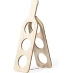 Wijnrek - Flessenrek - Keuken accessoires - Voor 3 flessen - 75 cl - Hout - beige