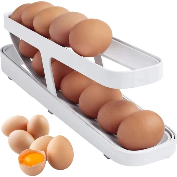 WiseGoods Premium Eierrek Koelkast - Eierhouder Voor Koelkasten - Ei Rekje - Eieren Rek - Keuken Accessoires - Keukengerei - Wit