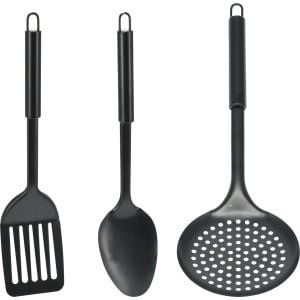 kook/keuken gerei - set van 3x stuks - zwart - RVS - keuken/kook accessoires