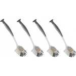 Afwasborstel met zuignap - 4x stuks - 25 cm - grijs - afwassen - Huishoud keuken accessoires