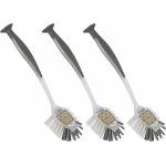 Afwasborstel met zuignap - 6x stuks - 25 cm - grijs - afwassen - Huishoud keuken accessoires