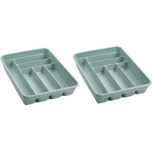 Bestekbak/bestekhouders 6-vaks mintgroen - 40 x 30 x 7 cm - Keuken opberg accessoires