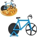 Fiets pizzasnijder roestvrij staal - grappige keuken accessoire voor feesten - blauw