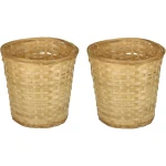 Mandje - 2x - 26 x 24 cm - riet/bamboe - rond - 11 liter - opbergmand - Keuken artikelen opberg manden - Huis decoratie/accessoires