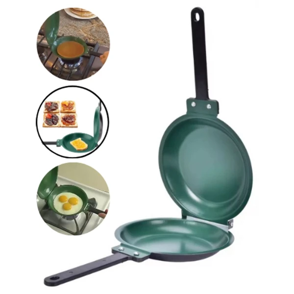 Purevolt. Dubbele Pan - Anti-Aanbaklaag - 19 cm - Keramische Coating - Geschikt voor alle soorten Kachels en Inductie - Koekenpan - Keuken Accessoire