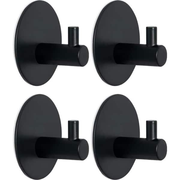 Roestvrijstalen zwarte handdoekhaken - 4 stuks - zelfklevende haken - muurhaken - handdoekhouders - badkamerkledinghaken - geen punch - keuken- of badkamerhaken (accessoires)