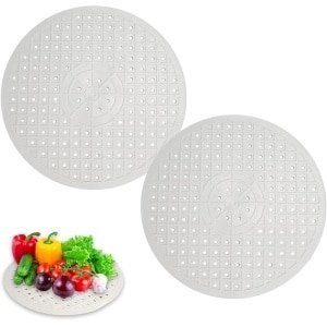 Rubber Gootsteenmat - Spoelbakmat - Afdruipmat - Gootsteen Beschermer - Anti-Kras Bescherming voor Afwasbak - Keuken Accessoires - Gootsteenmat Curver/Rond - Gootsteenmat Wit - 2 Stuks