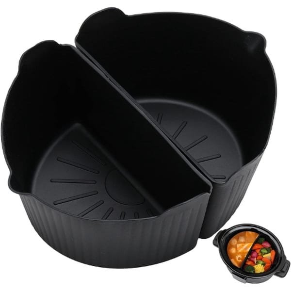 Slow Cooker Liner - Siliconen Slow Cooker Divider Liners voor Crockpot 6-7QT - 2 Stuks Herbruikbare Slow Cooker Divider - Slow Cooker Accessoires voor Thuis Keuken (Zwart)