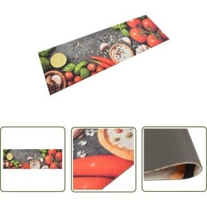The Living Store Keukenmat Groenteprint - 180 x 60 cm - Duurzaam - Wasmachinebestendig - Keukenmat - Vloermat - Keukendekoration - Keuken Accessoires - Multifunctionele Mat