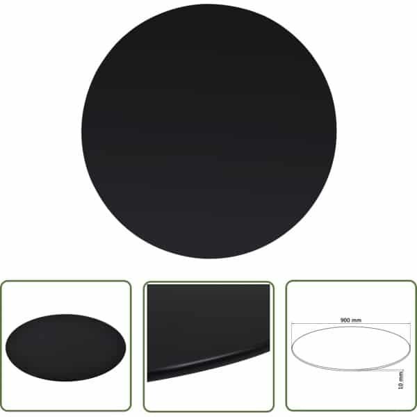 The Living Store Tafelblad Gehard Glas - 900 mm Diameter - 10 mm Dikte - Zwart - Tafelblad - Glas Tafelblad - Ronde Tafelblad - Zwart Tafelblad - Keuken Accessoires