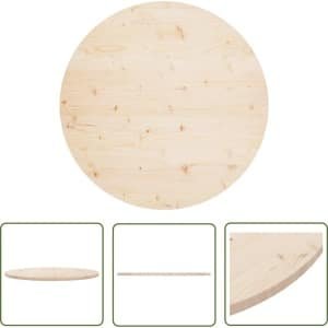 The Living Store Tafelblad - Massief Grenenhout - 90 x 2.5 cm - Onbehandeld - Massief Grenenhout Tafelblad - Ronde Tafelblad - Bruin Tafelblad - Keuken Accessoires - Eetkamer Meubilair