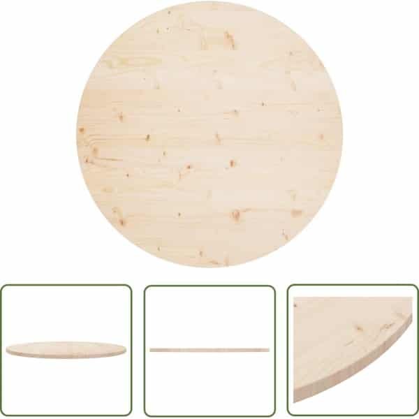 The Living Store Tafelblad - Massief Grenenhout - 90 x 2.5 cm - Onbehandeld - Massief Grenenhout Tafelblad - Ronde Tafelblad - Bruin Tafelblad - Keuken Accessoires - Eetkamer Meubilair