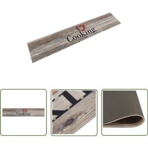 vidaXL Keukenmat - Cookingprint - Grijs - 60x300 cm Keukenmat - Vloerkleden - Kooktapijten - Keuken Accessoires - Keuken Linnen
