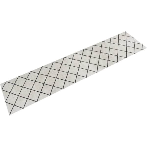 vidaXL Keukenmat - Geblokt - Wasbaar - 60x300 cm Keukenmat - Vloermat - Keukenvloer - Antislip Mat - Keuken Accessoires - Grijs