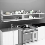 vidaXL Roestvrijstalen Wandschap 2-laags 300x30cm Keuken Accessoires - Wandplank - Roestvrijstaal - Opberg Soluzioni - Kookaccessoires