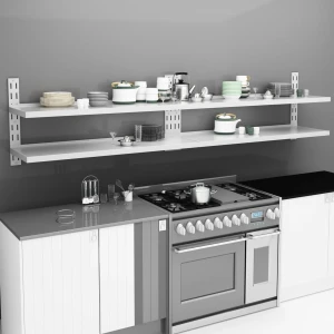 vidaXL Roestvrijstalen Wandschap 2-laags 300x30cm Keuken Accessoires - Wandplank - Roestvrijstaal - Opberg Soluzioni - Kookaccessoires