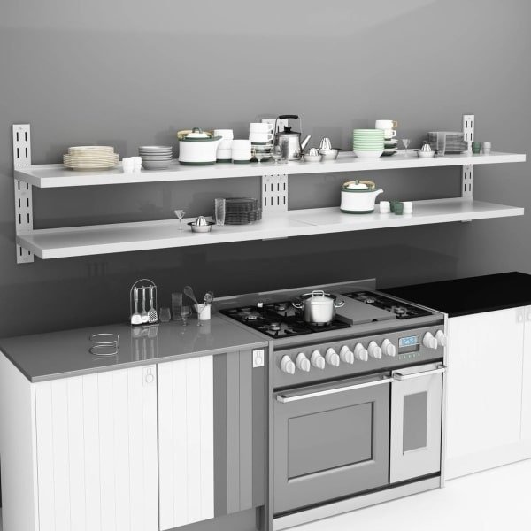 vidaXL Roestvrijstalen Wandschap 2-laags 300x30cm Keuken Accessoires - Wandplank - Roestvrijstaal - Opberg Soluzioni - Kookaccessoires