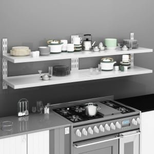 vidaXL Roestvrijstalen Wandschappen 2-laags 200x30cm Keuken Accessoires - Wandmontage - Roestvaststaal - Opberg Oplossing - Kookaccessoires