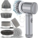 Draadloze Elektrische Spin Scrubber | Reinigingsborstel met 6 Vervangbare Borstels en Verstelbare Uitschuifbare Steel - Krachtige Schoonmaker voor Badkamer en Keuken