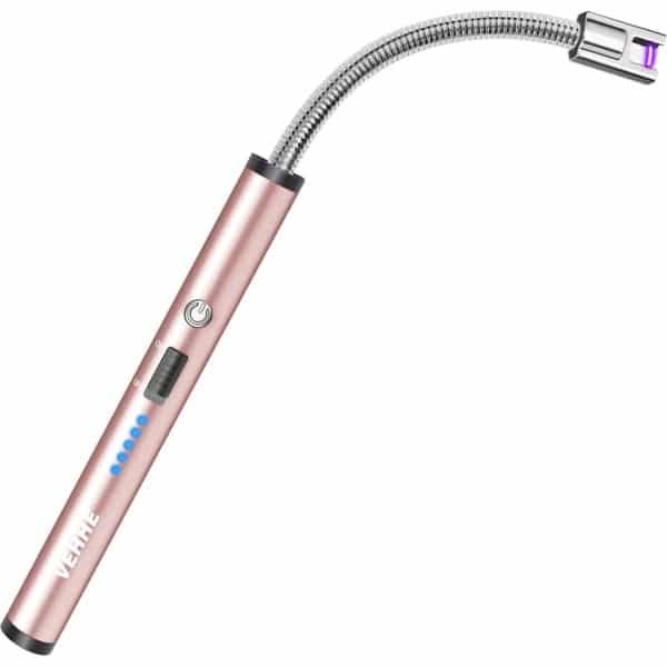 Elektrische USB-oplaadbare Aansteker met LED-display en Flexibele Hals voor Keuken, Kaarsen en Barbecue - Windbestendig en Veiliger