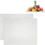 Gootsteenmat - 2 Stuks - 31x26cm - Keuken Accessoires - Gootsteen Beschermer - Anti Kras - Voor Wasbak - Spoelbakmat - Wasbak Matje - Gootsteen Matje - Onderzetters Siliconen - Rubber Mat - Gootsteen Accessoires - Rechthoekig - Wit