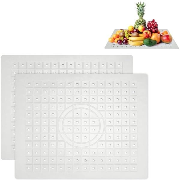 Gootsteenmat - 2 Stuks - 31x26cm - Keuken Accessoires - Gootsteen Beschermer - Anti Kras - Voor Wasbak - Spoelbakmat - Wasbak Matje - Gootsteen Matje - Onderzetters Siliconen - Rubber Mat - Gootsteen Accessoires - Rechthoekig - Wit