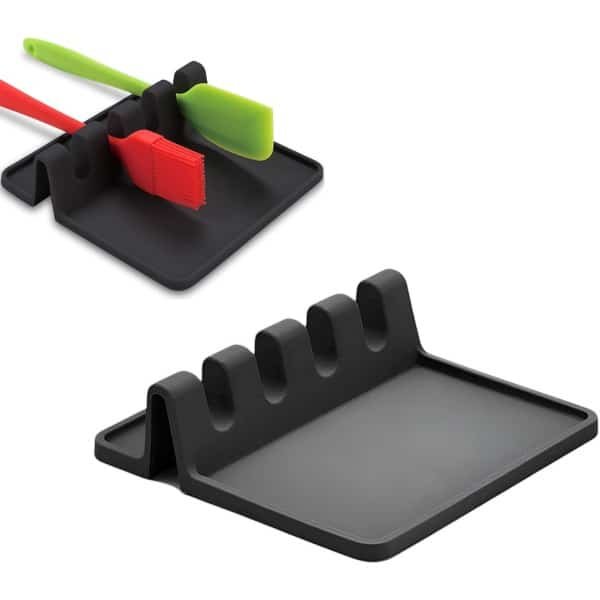 Premiumdesign Spatelhouder - Kitchen Lepelhouder - Lepelhouder - Spatelhouder - Lepellegger - Lepelhouder Aanrecht - Keukengerei Houder - Keuken Accessoires - Keuken Organizer - Aanrecht Organizer - Hittebestendig - Siliconen - BPA-Vrij - Zwart