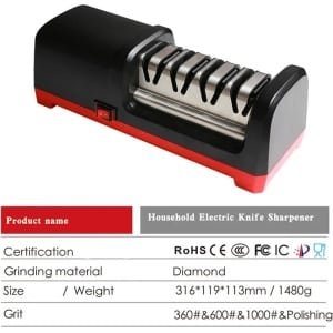QuickShop Messenslijper - Messenslijpers - Top Level TG2102 - Elektrische Diamant Staal Puntenslijper - Met 4 Slot Voor Keuken Keramische Mes