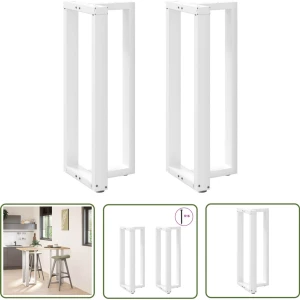 The Living Store Bartafelpoten 2 st T-vormig 40x35x(100-101) cm staal wit - Bartafel Potten - T-vormige Tafelpoten - Bartafels - Keuken Meubilair - Eetkamer Accessoires